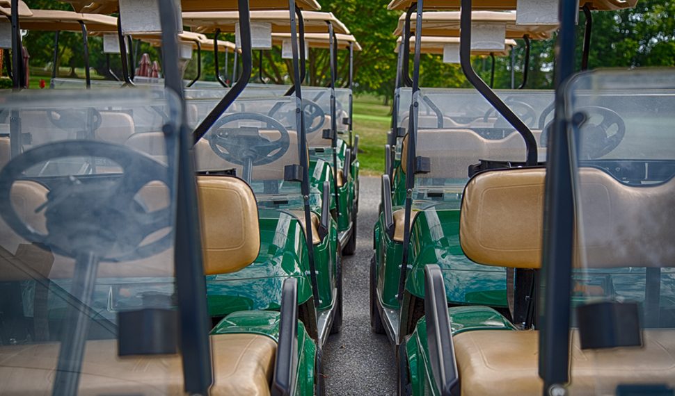 detail two rows golf carts