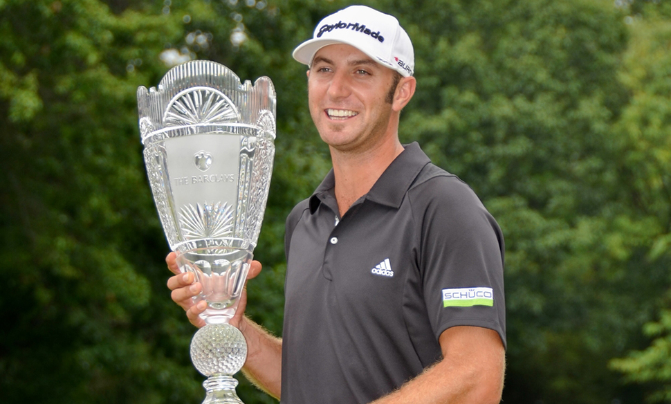 Dustin Johnson trophy Barclays tournament