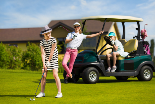 Girls-playing-golf