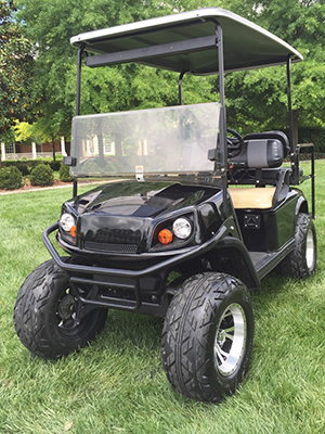 new-golf-cart-parked-on-grass